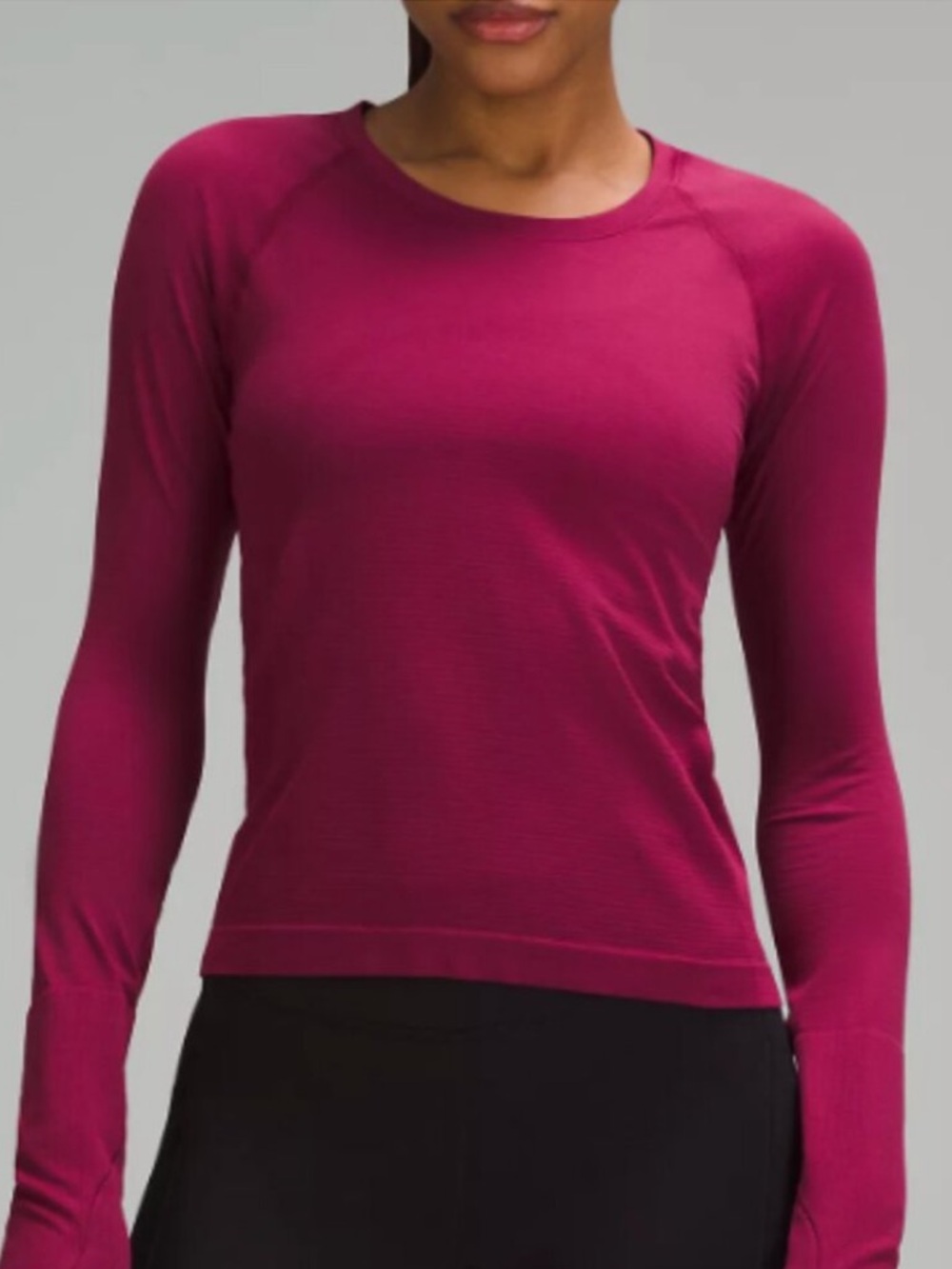 Lululemon Swiftly Tech Long-Sleeve Shirt 2.0 Race Length Deep Luxe FUSCIA MAROON